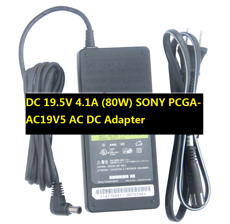 *Brand NEW*SONY PCGA-AC19V5 DC 19.5V 4.1A (80W)AC DC Adapter POWER SUPPLY - Click Image to Close